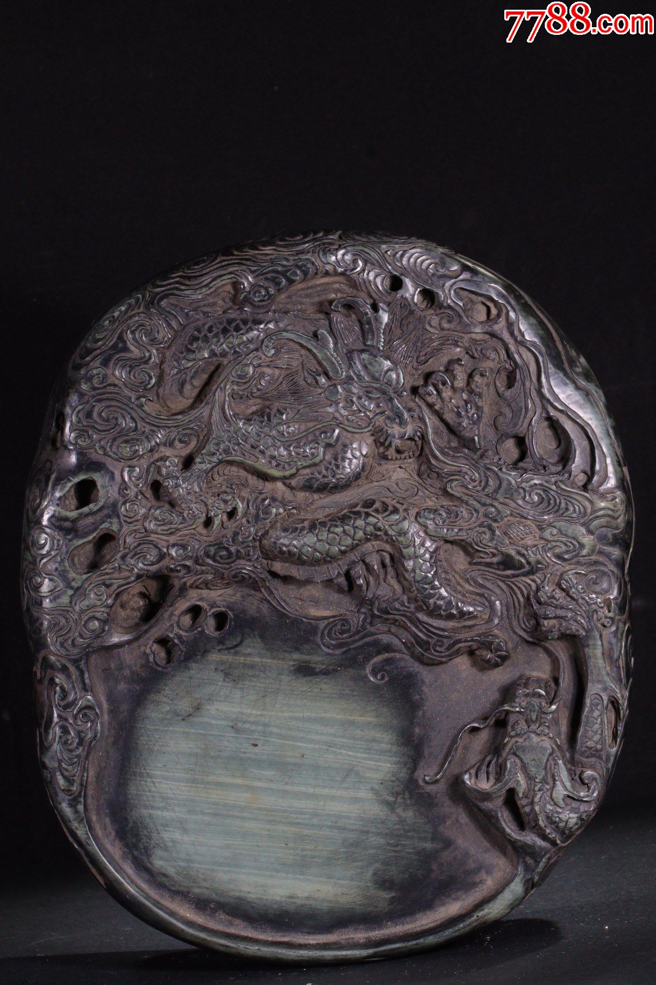 旧藏老端石祥龙纹砚台-端砚-7788商城
