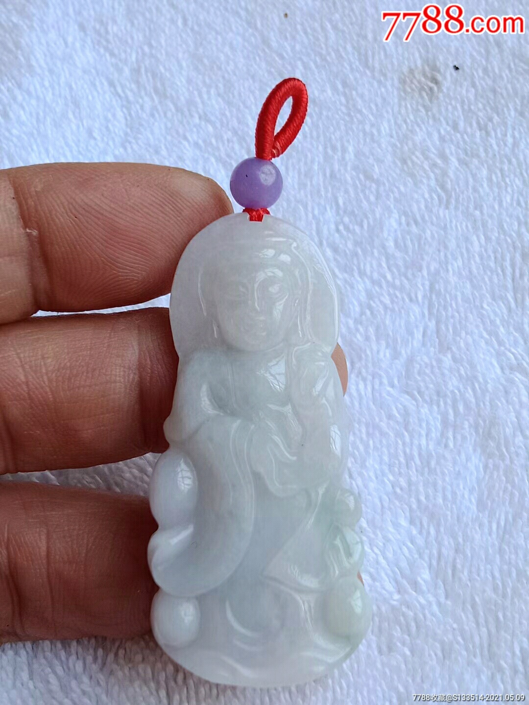 缅甸翡翠868-a紫罗兰观音菩萨挂件(送证书)_价格100元【细路哥玉器