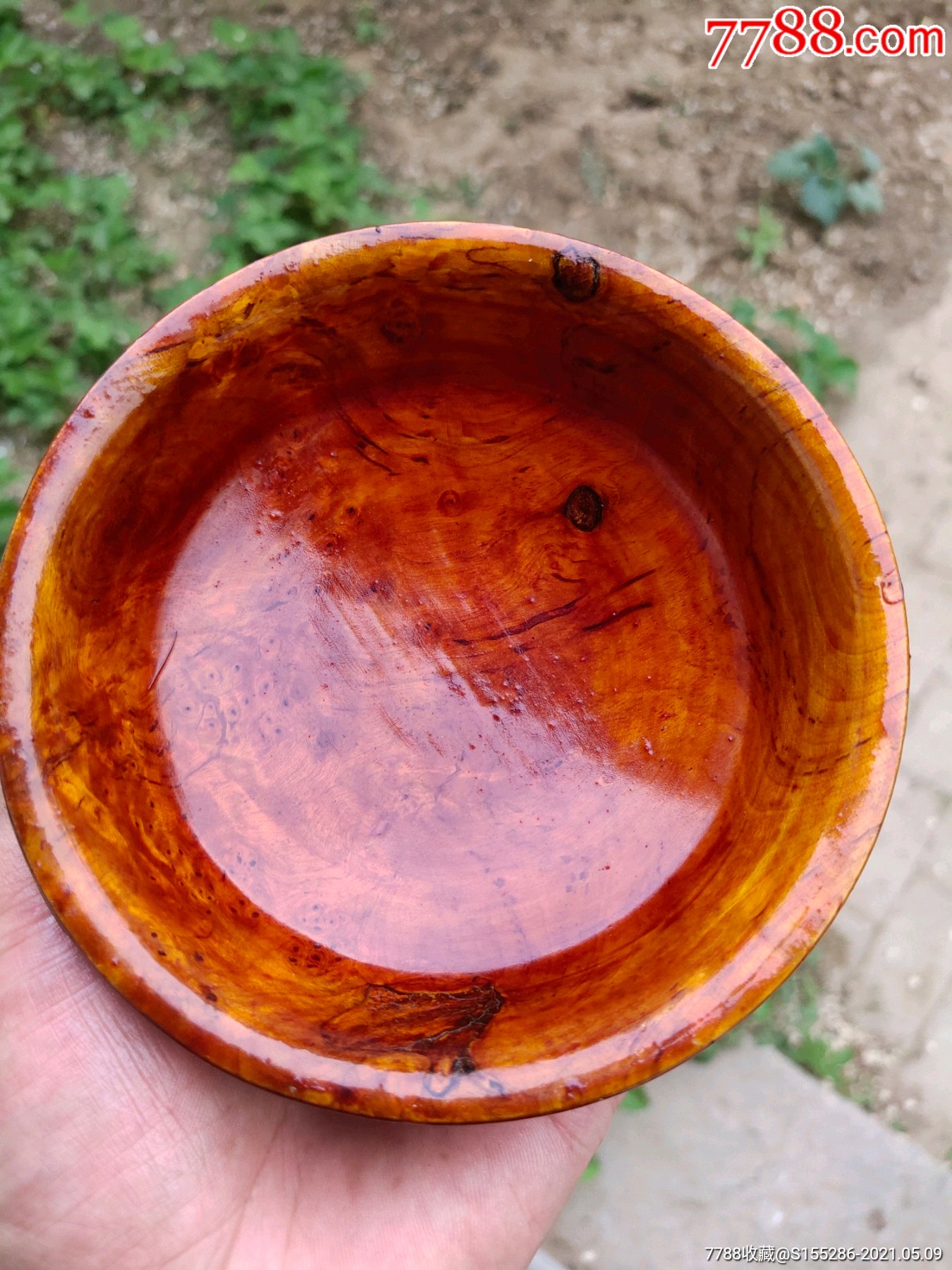 清代影子木撇口碗口径126厘米器型周正花纹漂亮品相一流包老包真