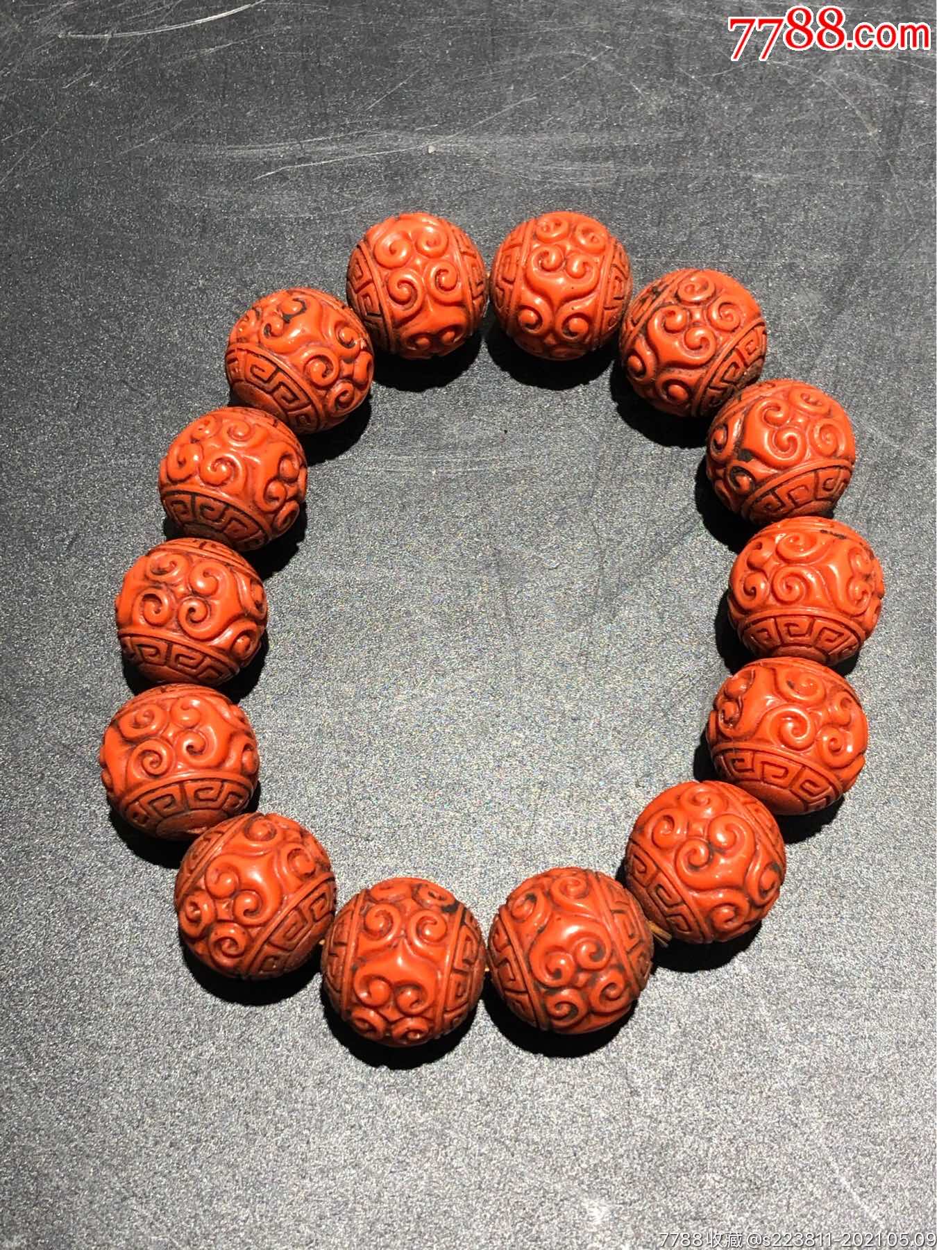 如意花纹圆珠手串