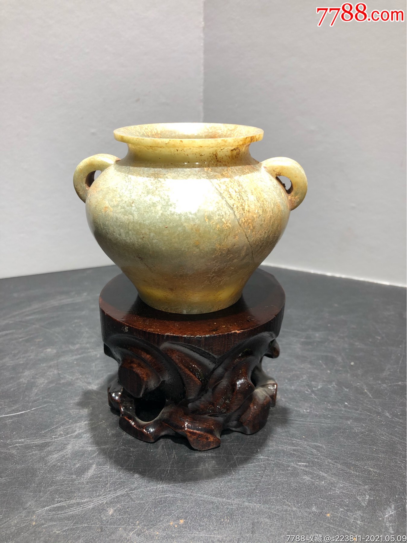 明清古玉双耳和田玉罐子