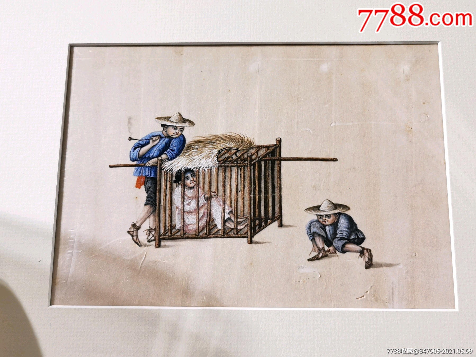 木笼刑罚通草画_水粉/水彩原画_作品欣赏_收藏价值_7788字画网