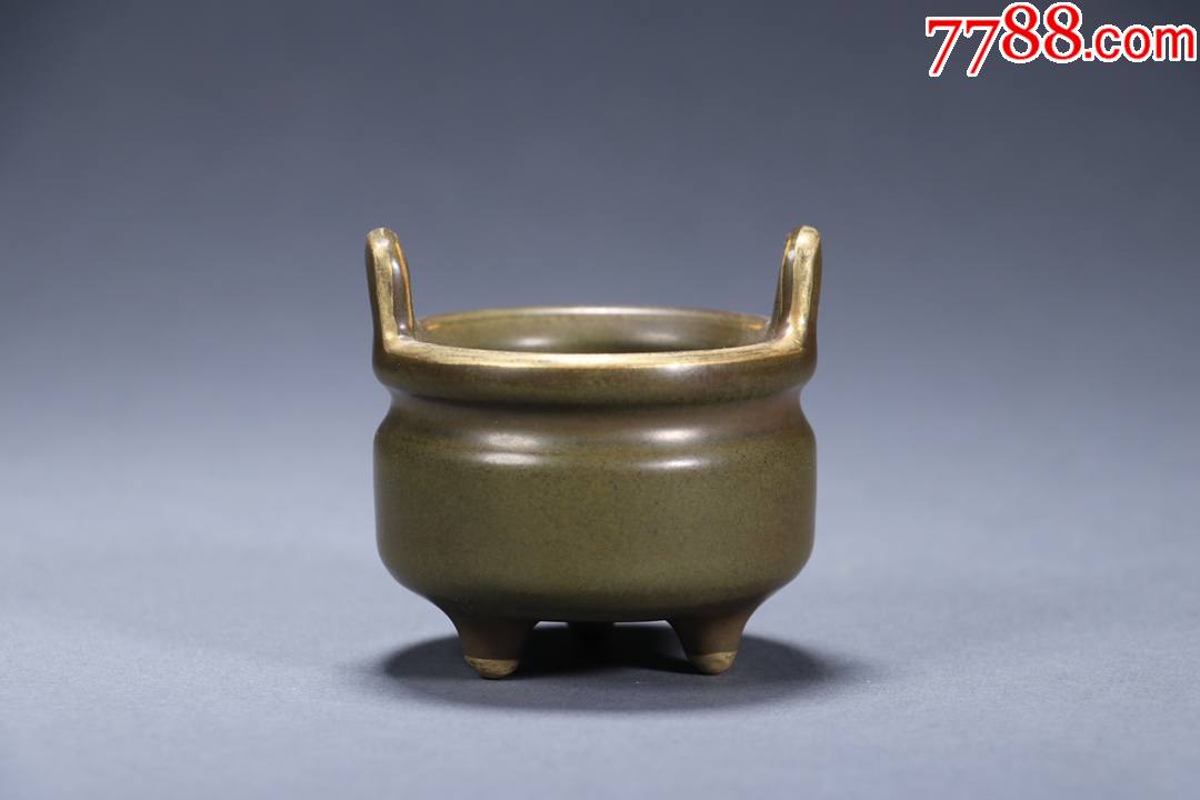 旧藏"乾隆年制"茶叶末釉描金琴炉