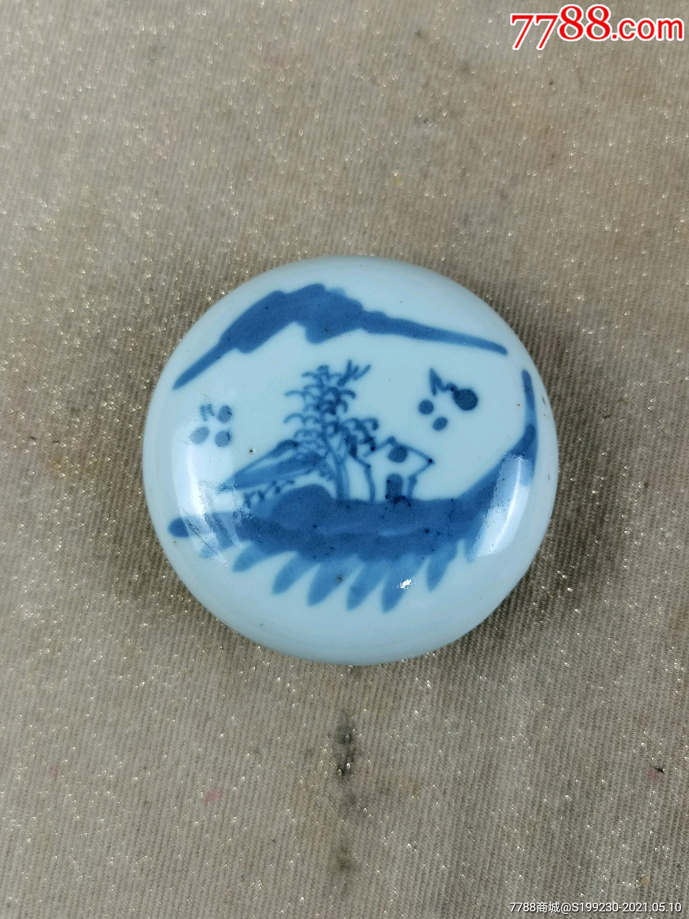 老印盒,清代青花瓷印泥盒