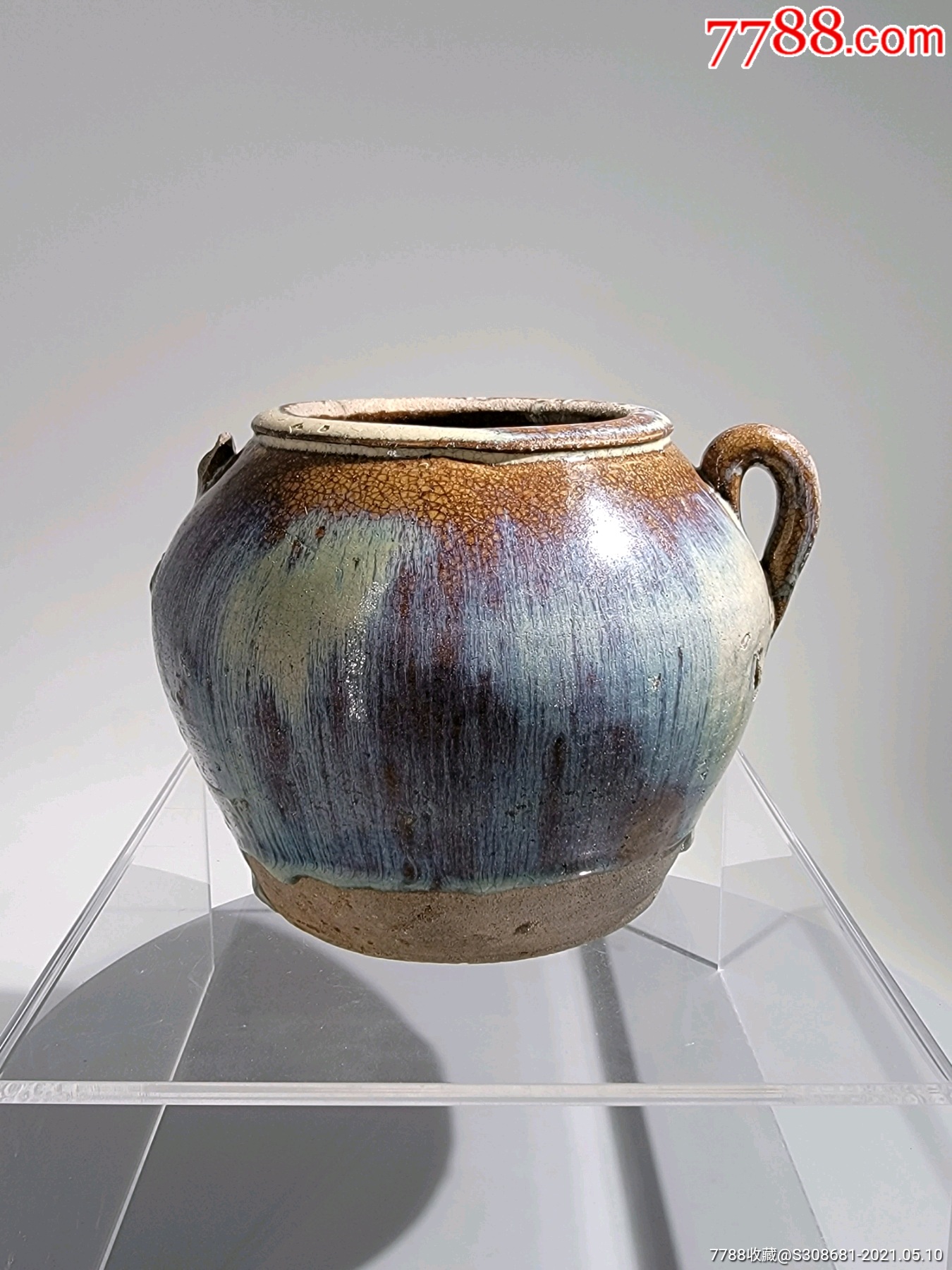 明代地方老窑极品窑变釉双系罐精品标本包老保真年份好精品窑变釉