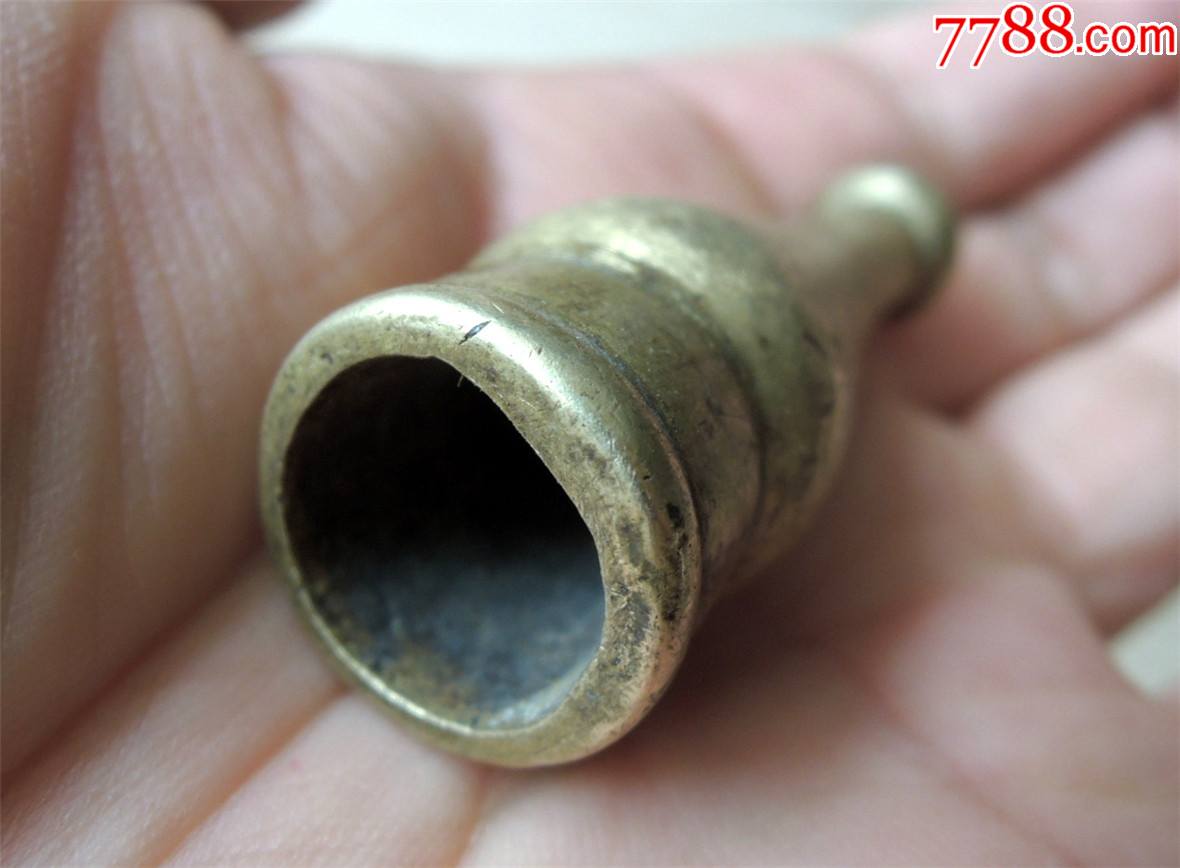 烟具收藏2105-民国边疆手工制葫芦型中号厚料铜烟嘴42g-磨砺圆润