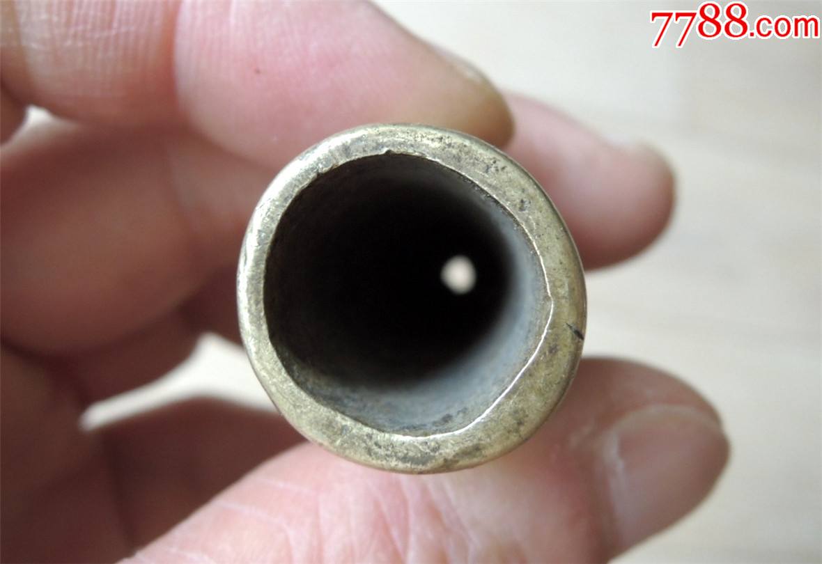 烟具收藏2105-民国边疆手工制葫芦型中号厚料铜烟嘴42g-磨砺圆润