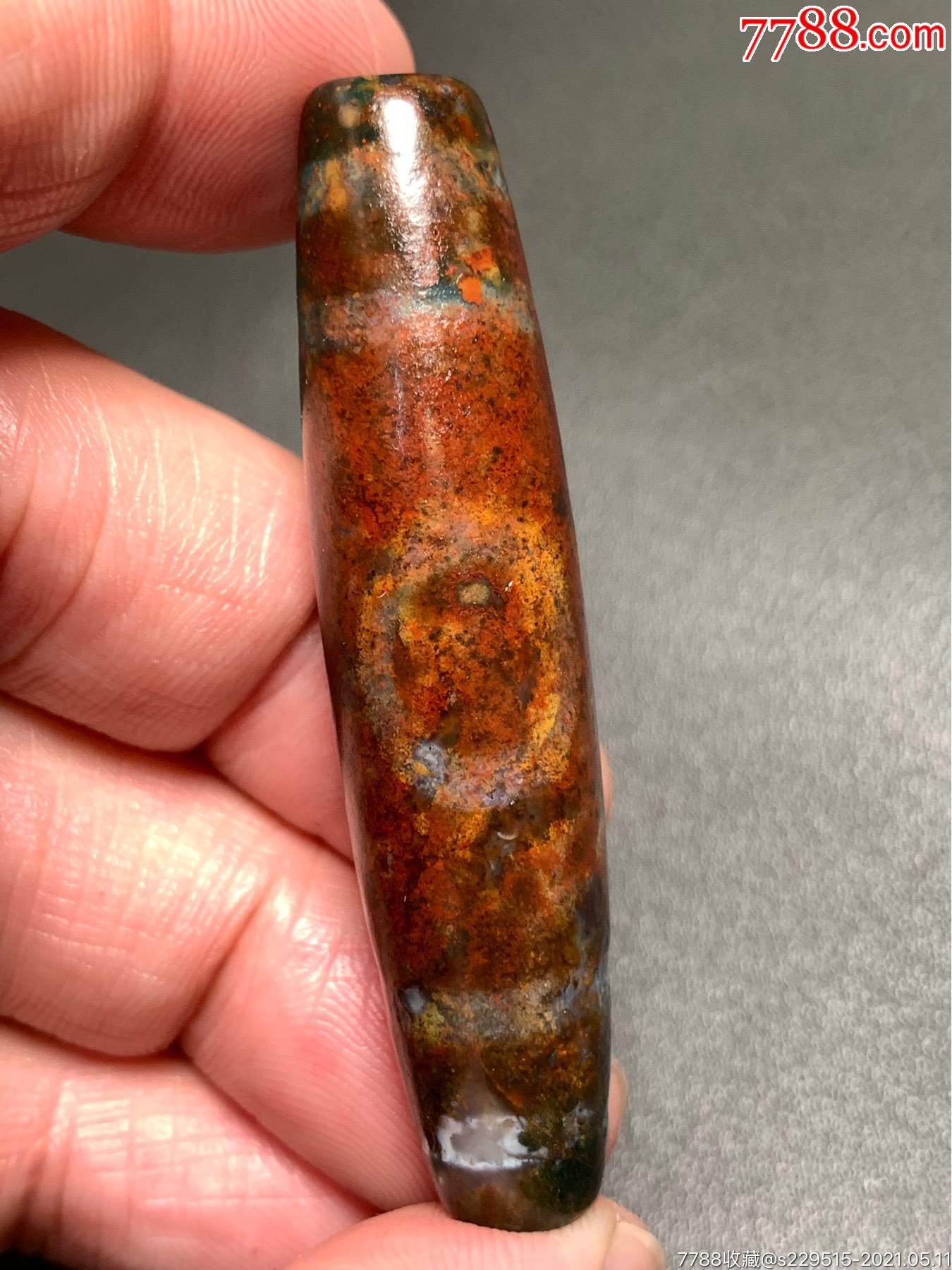 藏传满朱砂一眼靠山象雄大天珠58*13.5毫米