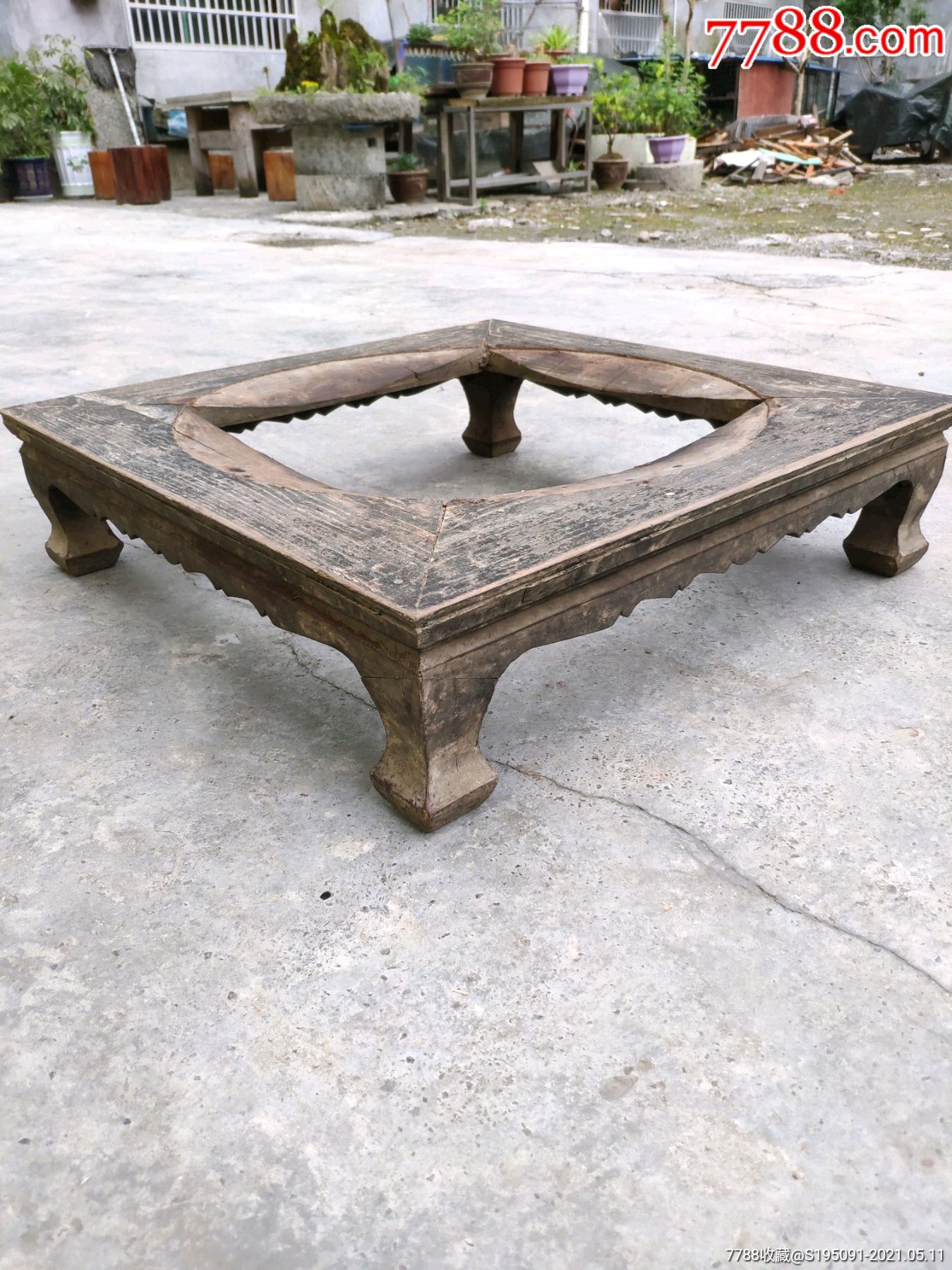 民国木制火盆架盆景奇石底座