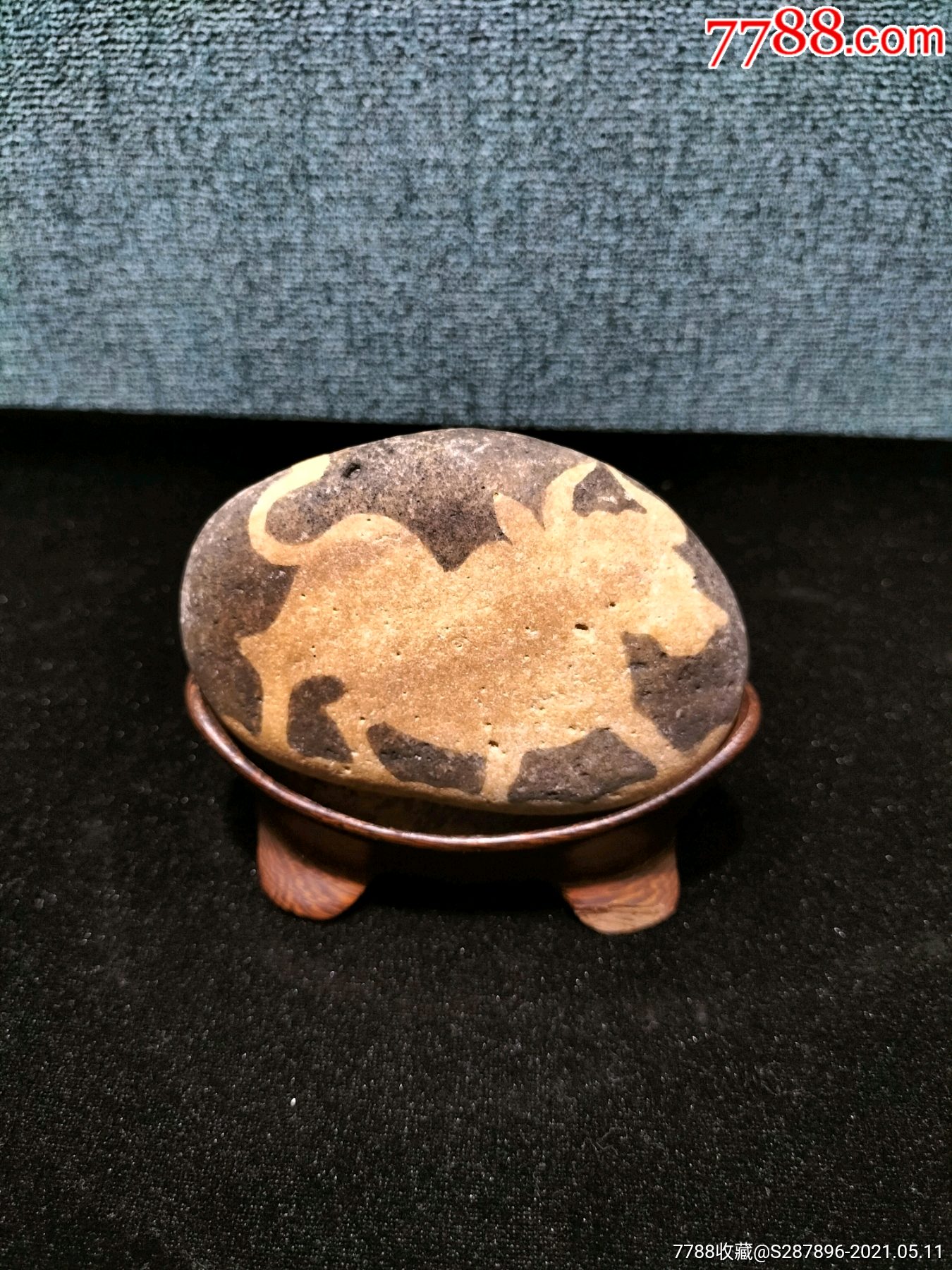 红水河出水天然奇图纹石牛原石风水招财收藏摆件石来运转