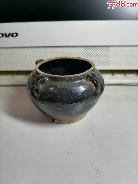 民国黑釉小四系罐