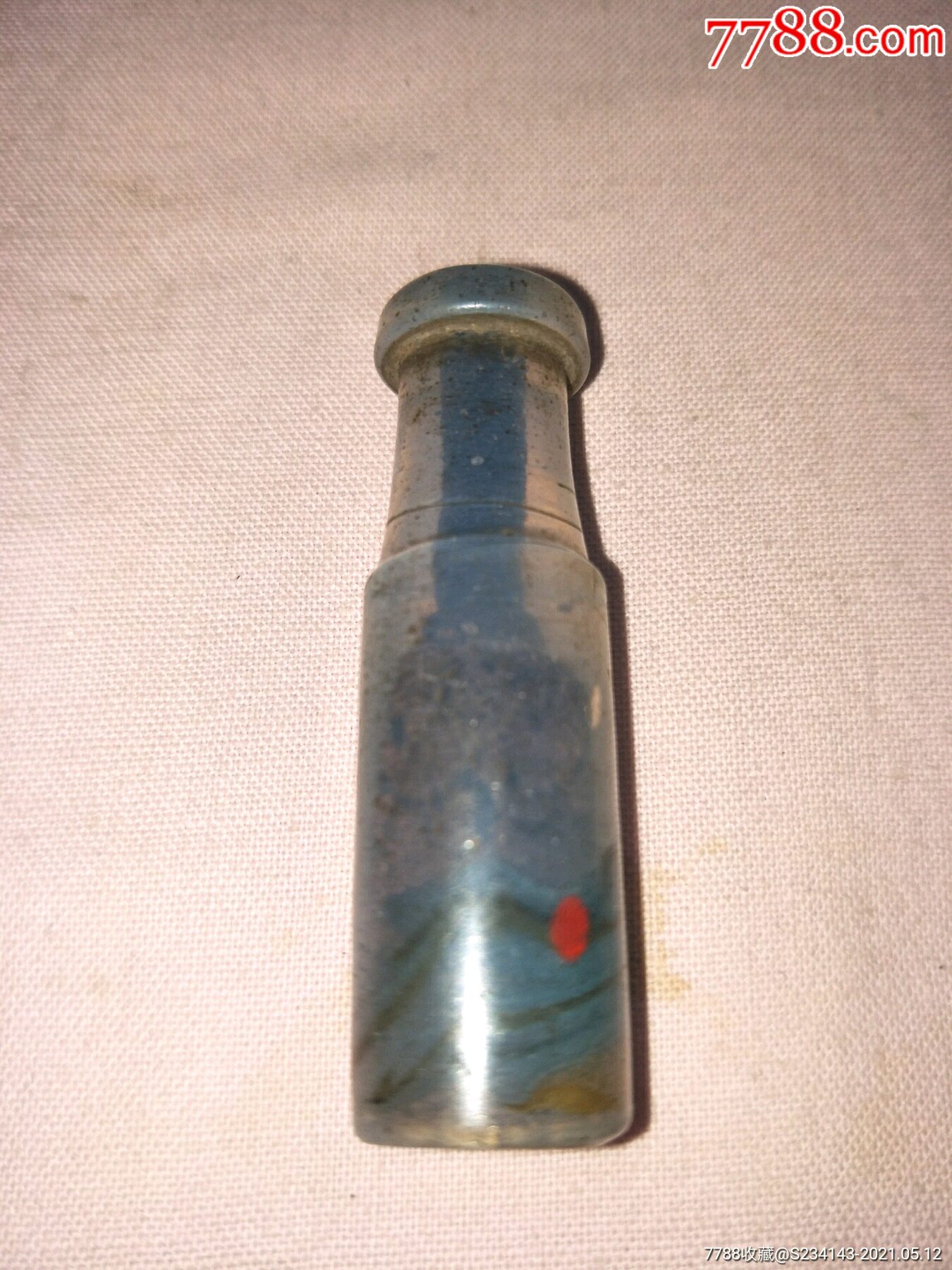 清代带彩老琉璃烟嘴