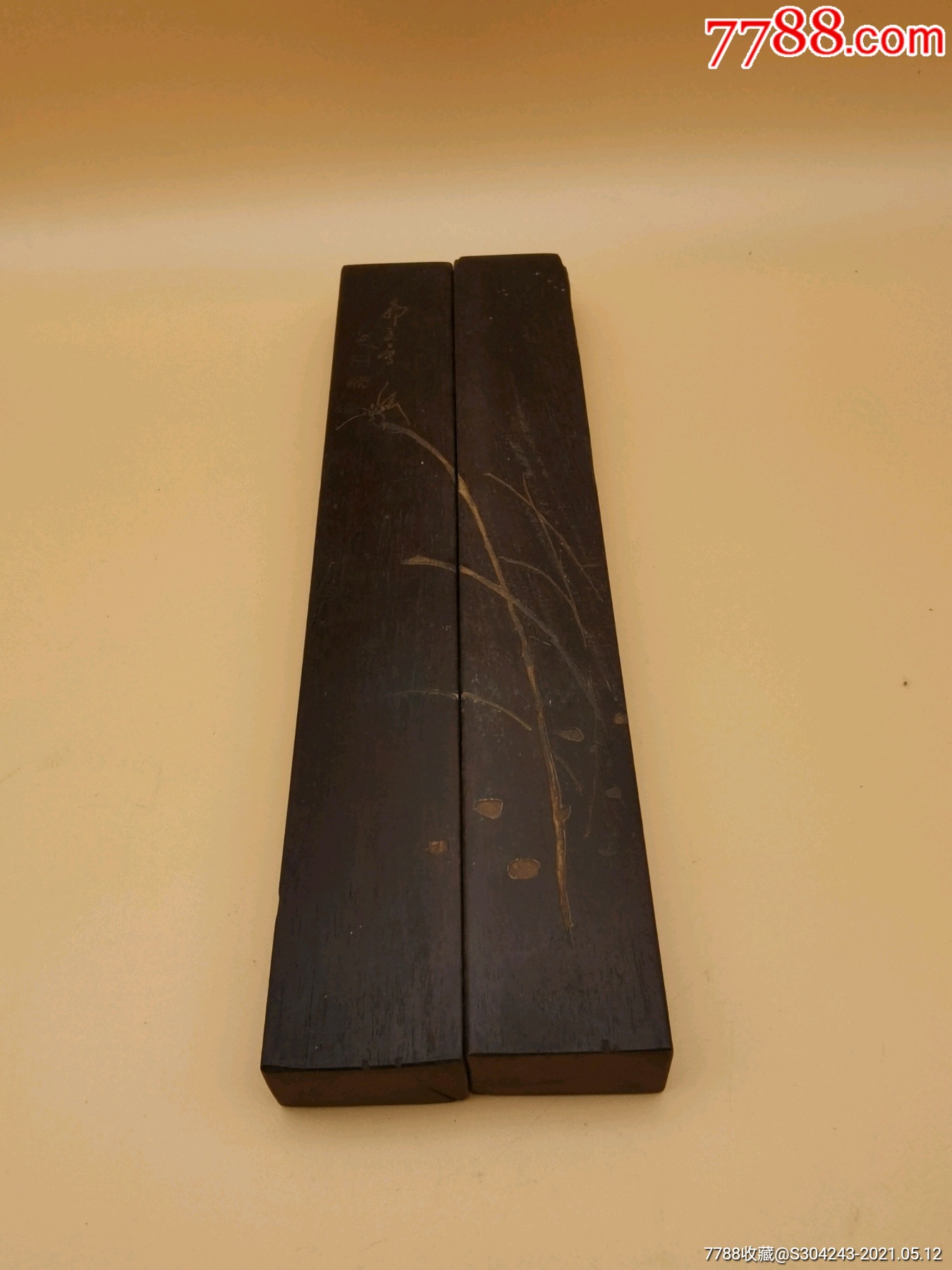 清代紫檀镇纸一对摆件