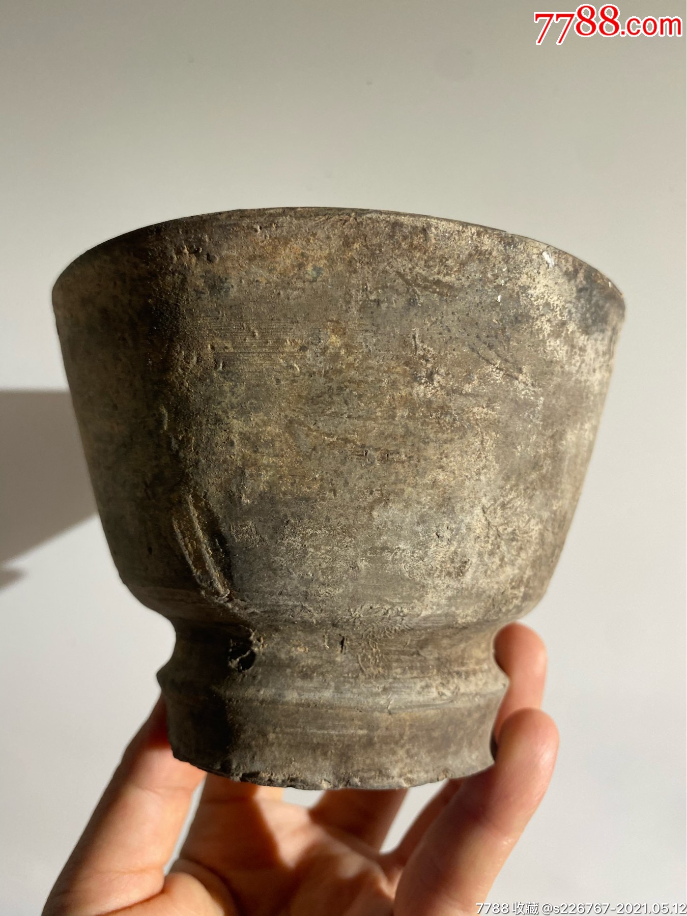 古玩陶器古董战国陶杯