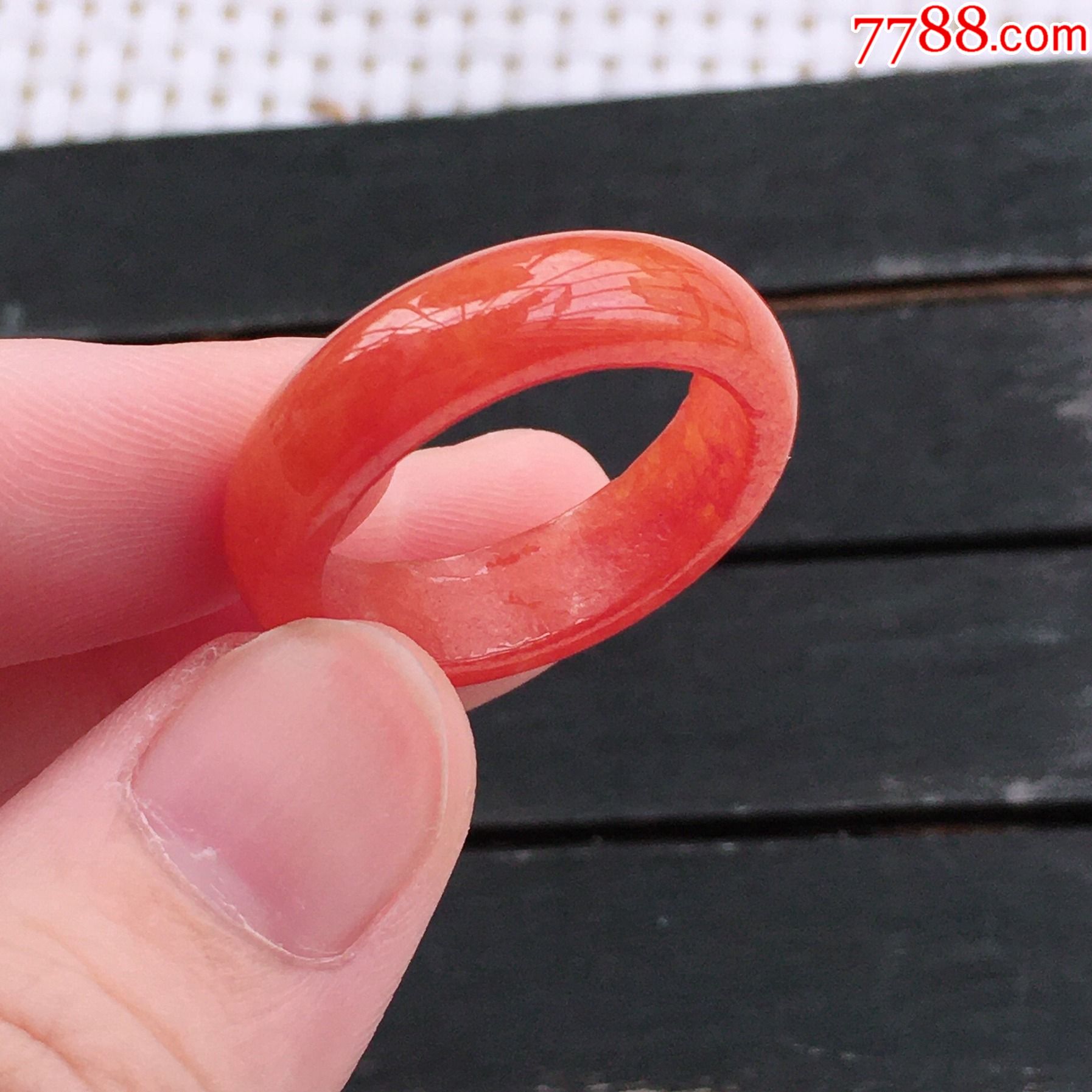 天然翡翠a货老坑冰糯种红翡素面戒指水润起光时尚素戒