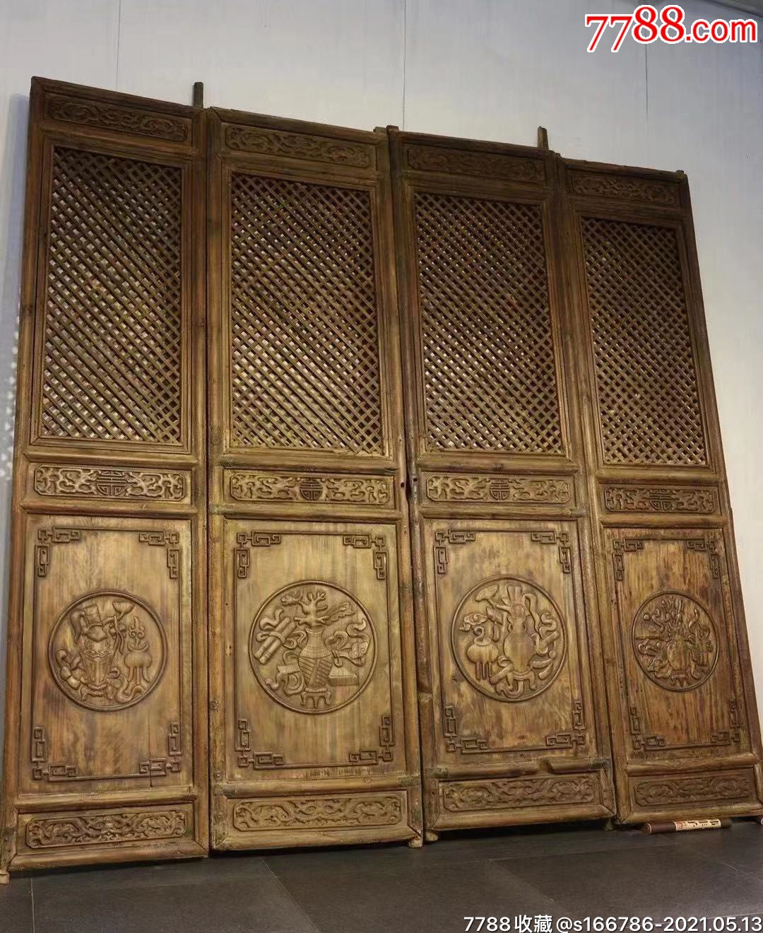 格栅门尺寸高222厘米门宽58厘米年份清代古色古香空灵秀气