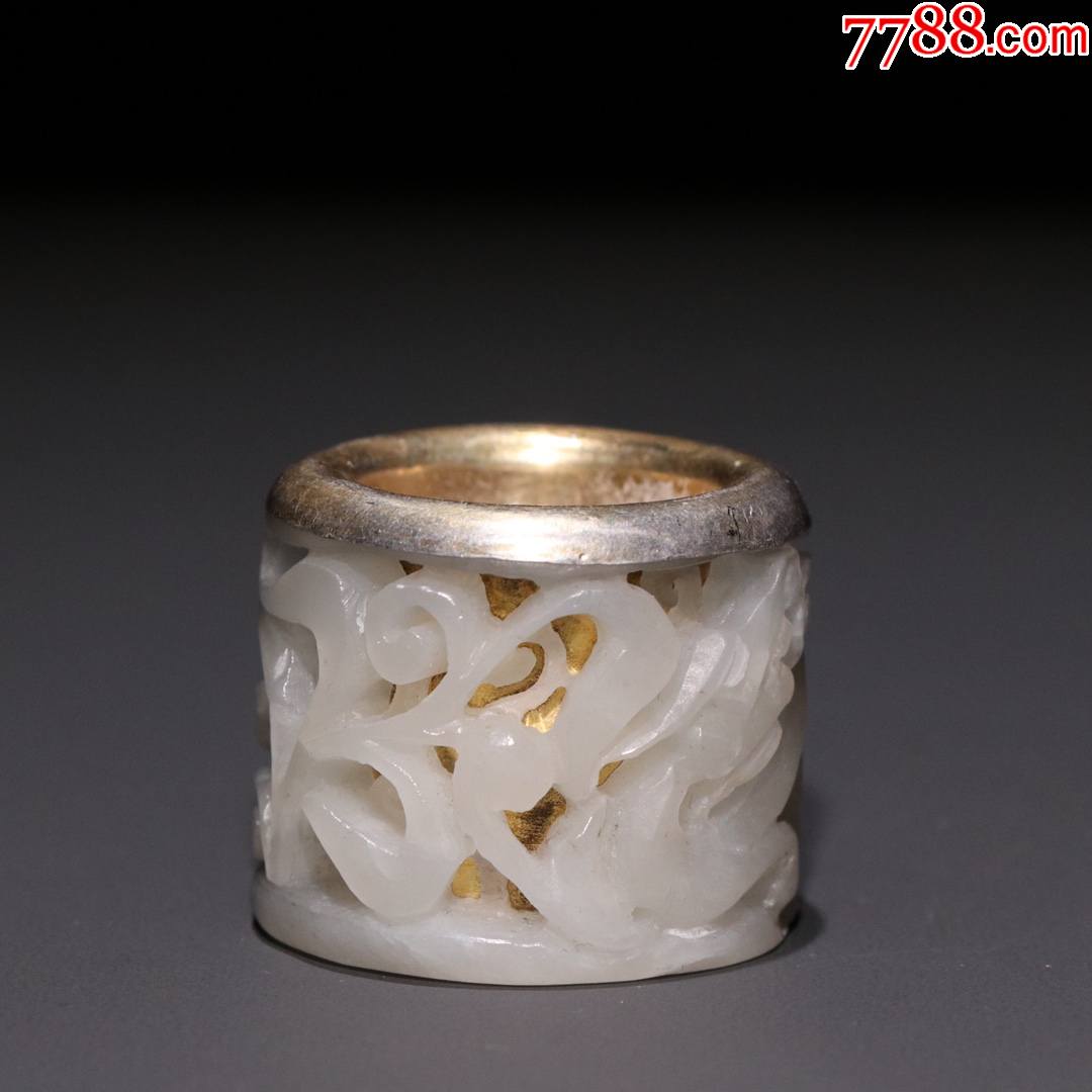 银鎏金镶和田玉扳指a102s20f