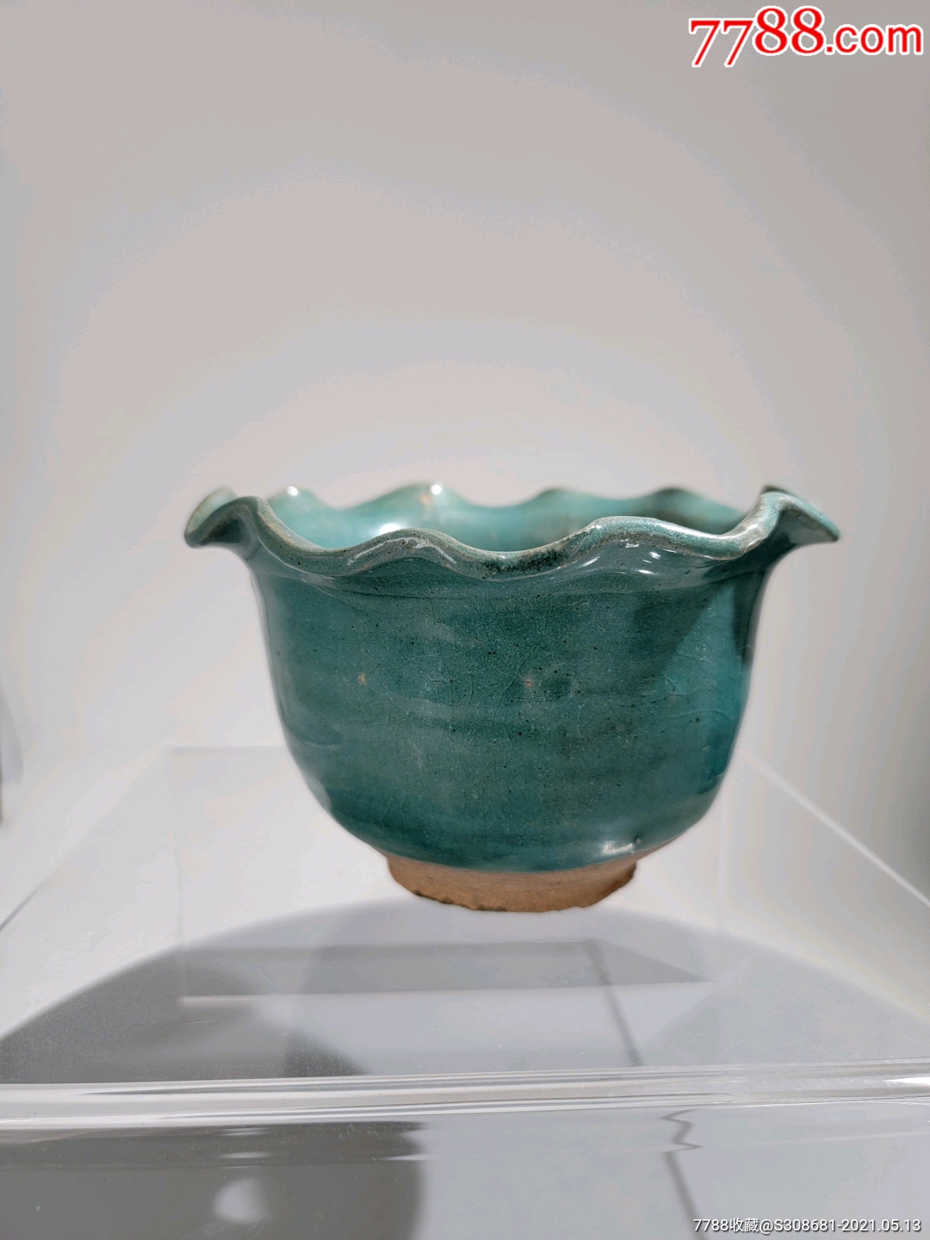 民国时期地方老窑孔雀绿釉文房小花盆,包老保真,小巧雅玩