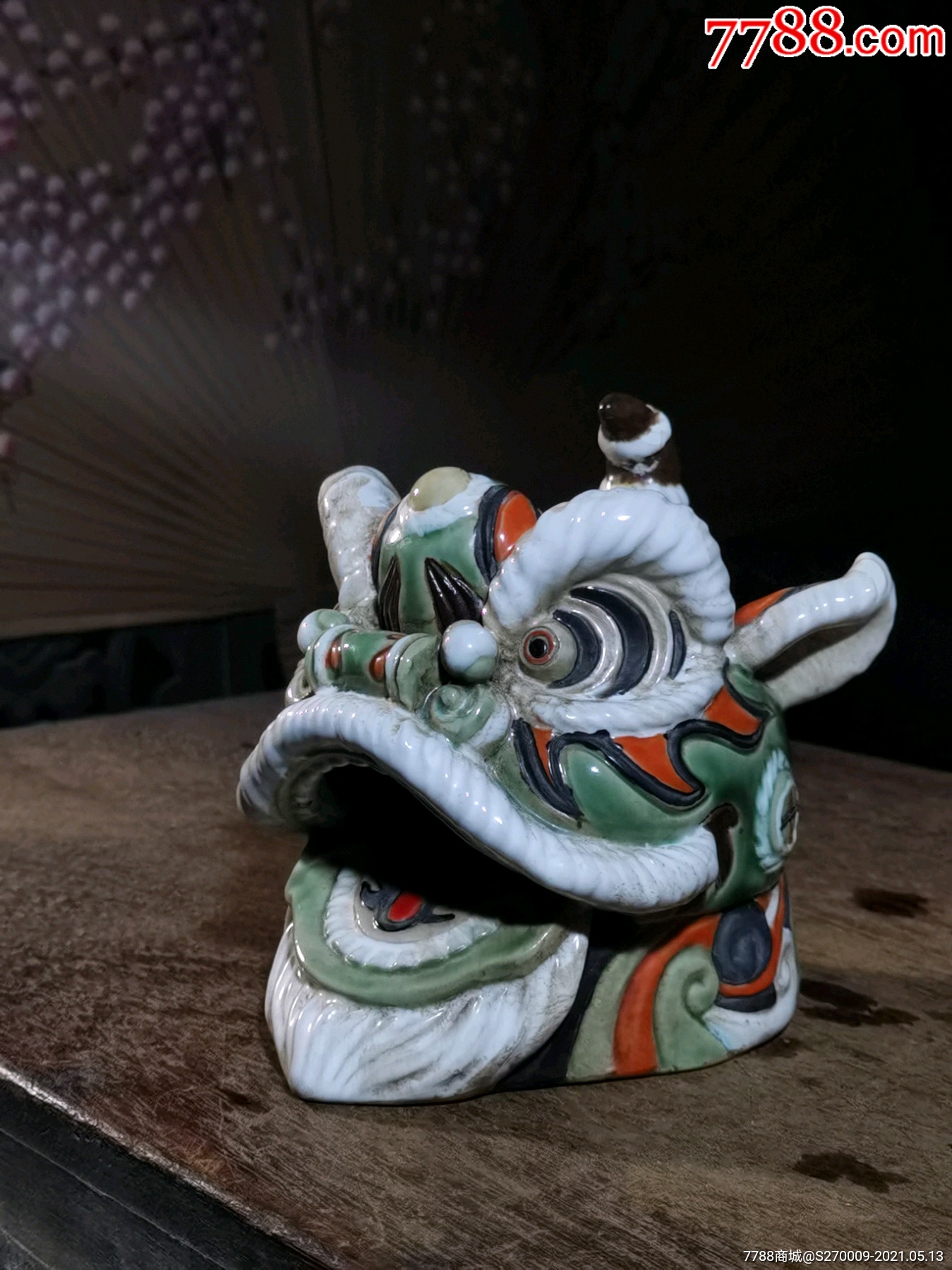 石湾舞狮狮头摆件_雕塑瓷/瓷雕_第1张_7788瓷器