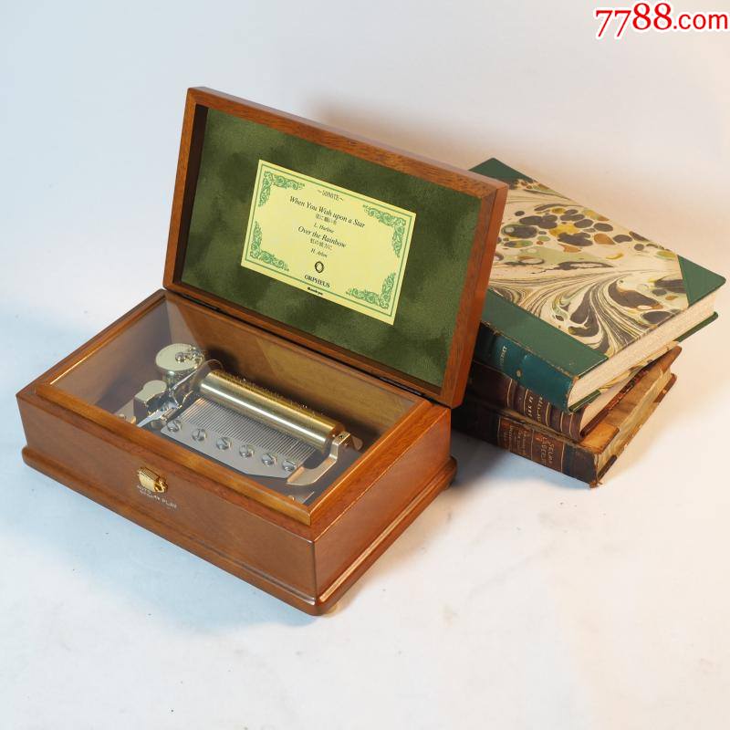 日本古董sankyo三协oppheus八音盒实木50音礼品音乐盒2曲生日礼物