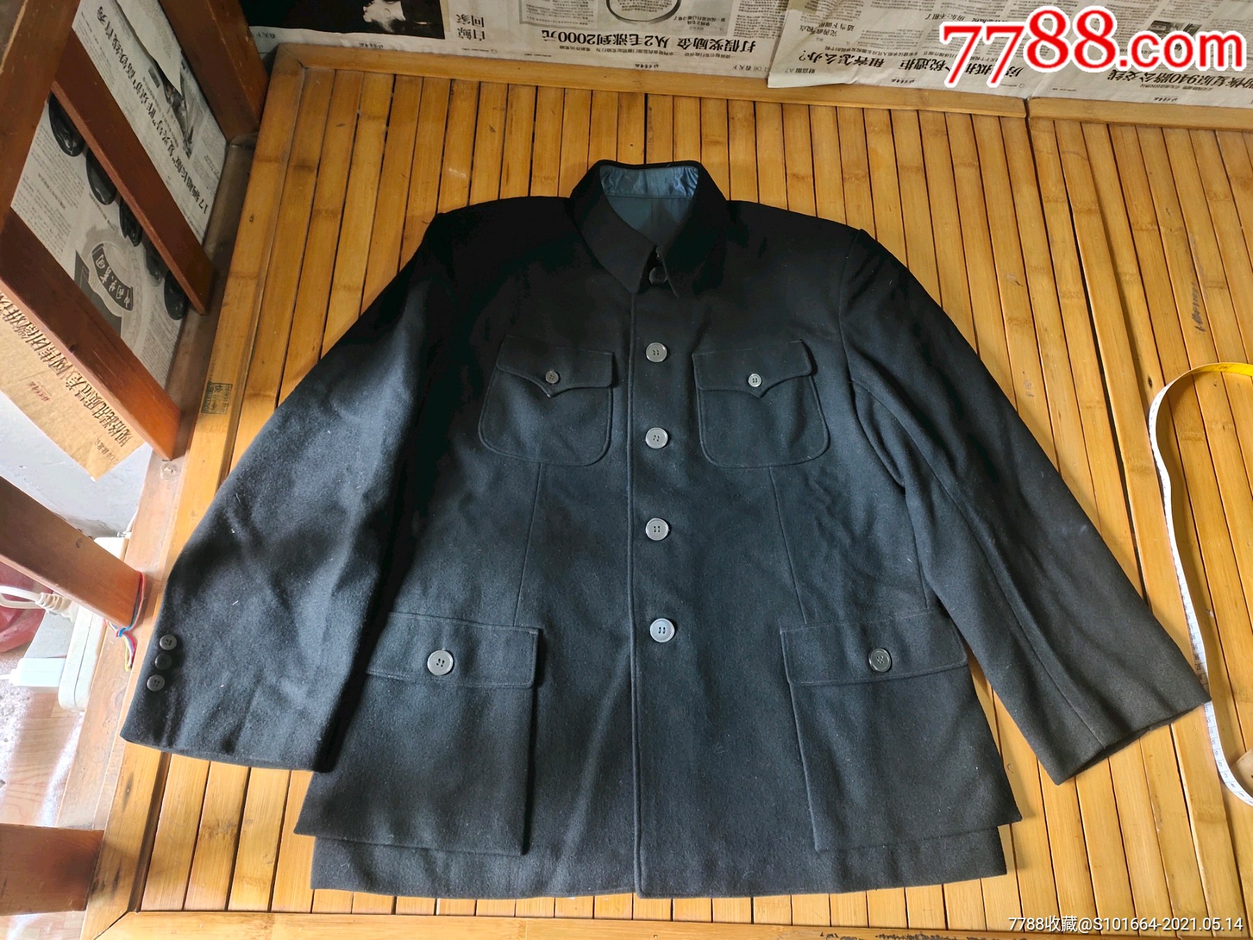 好品老式黑色毛呢中山装