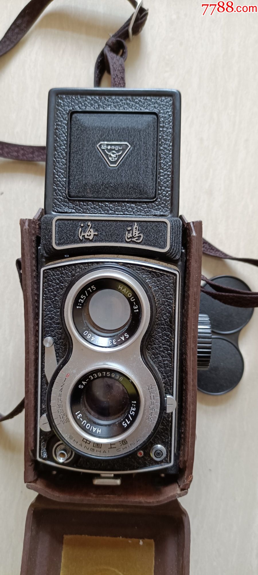 上世纪七十年代海鸥4b19522812型相机原皮套品相好