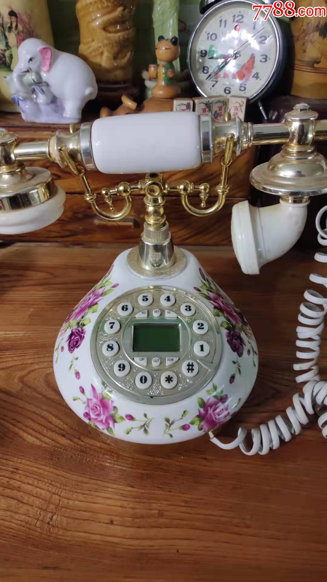 上世纪90年代瓷质老电话台式老电话机民俗老物品.