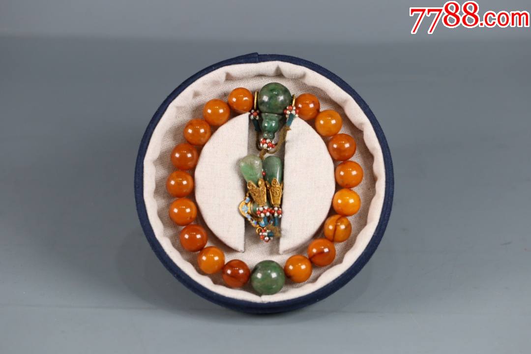 清天然老蜜蜡十八子手持佛珠