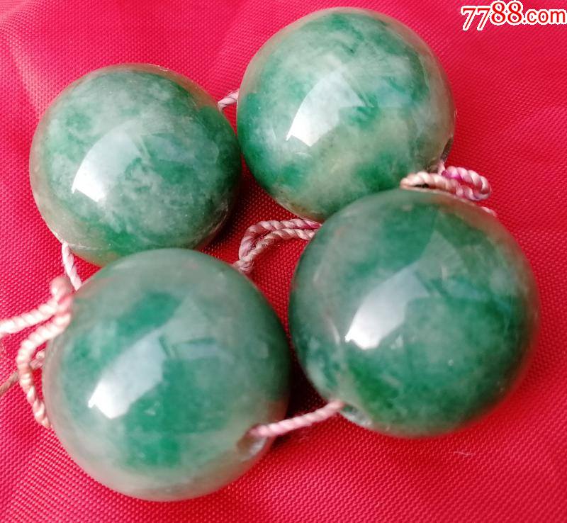清代翠佛珠念珠隔珠四个真径2公分有微纹-翡翠/缅甸玉-7788旧书网