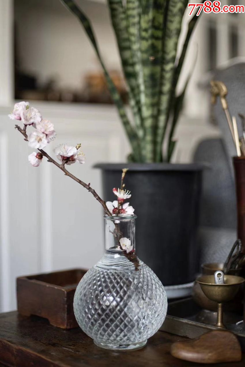 古董老玻璃瓶天球瓶琉璃瓶插花水培家居装饰圆形花瓶
