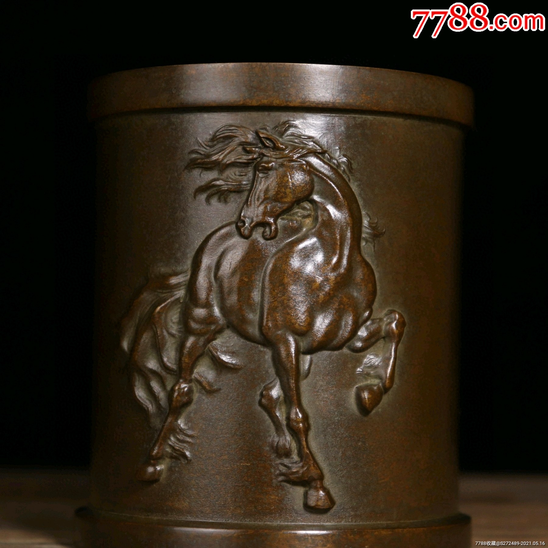 铜骏马笔筒不议价