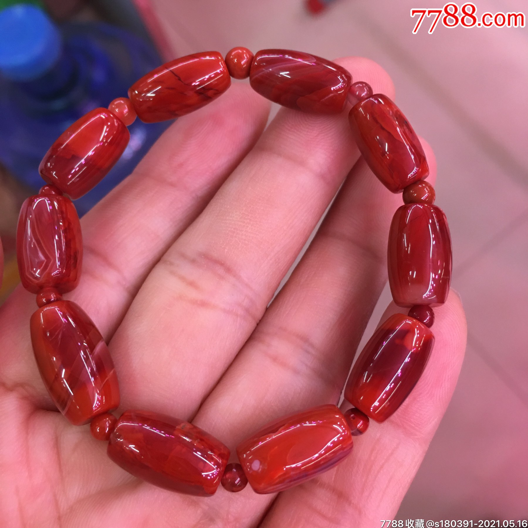 南红转运珠手链-玛瑙-7788玉石珠宝