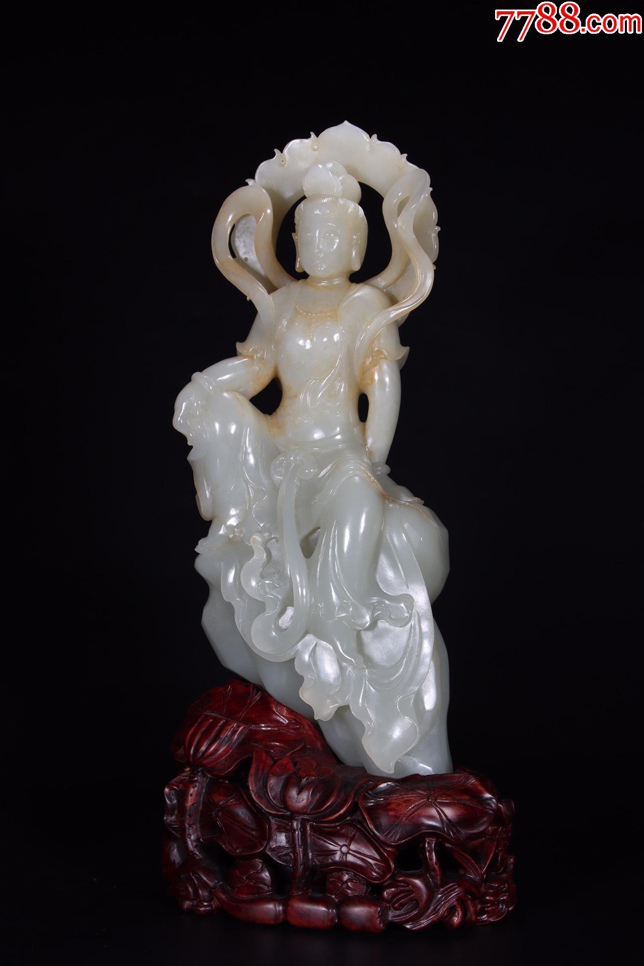 和田白玉观音摆件