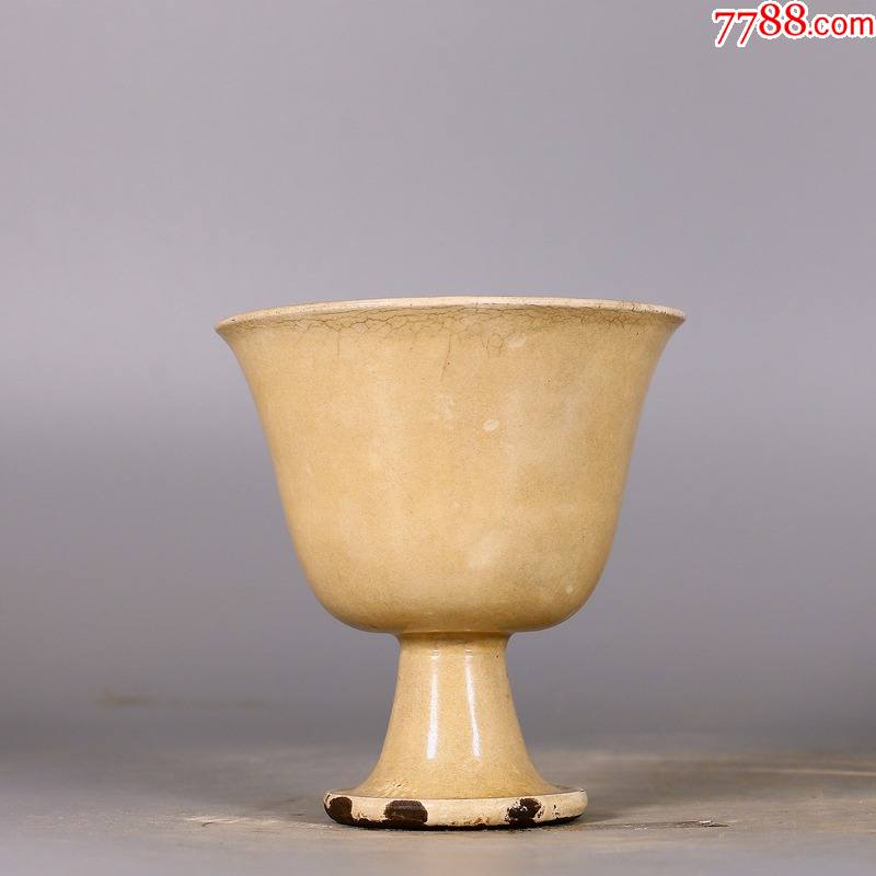 邢窑开片高足杯121116厘米工艺品