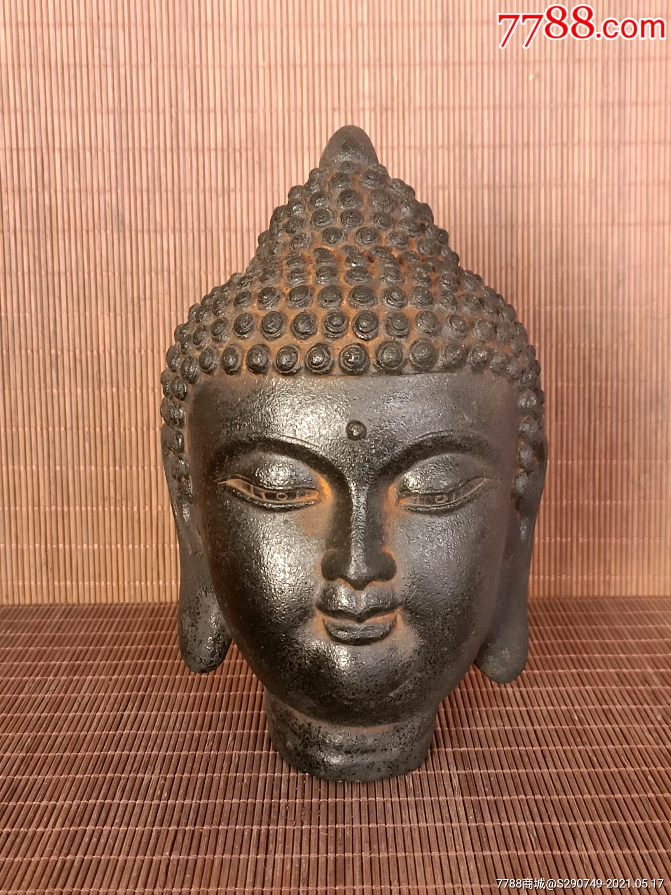 古董古玩收藏铁器铁佛头尺寸长宽高:10/10/15,重量:1斤