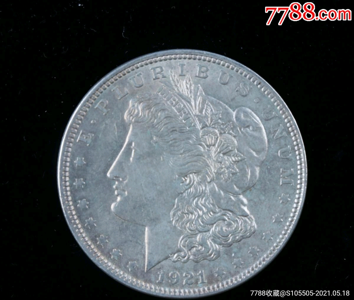 1921年美国银币一枚（直径约3.8cm；近未使用）-银元/机制银币-7788旧书网