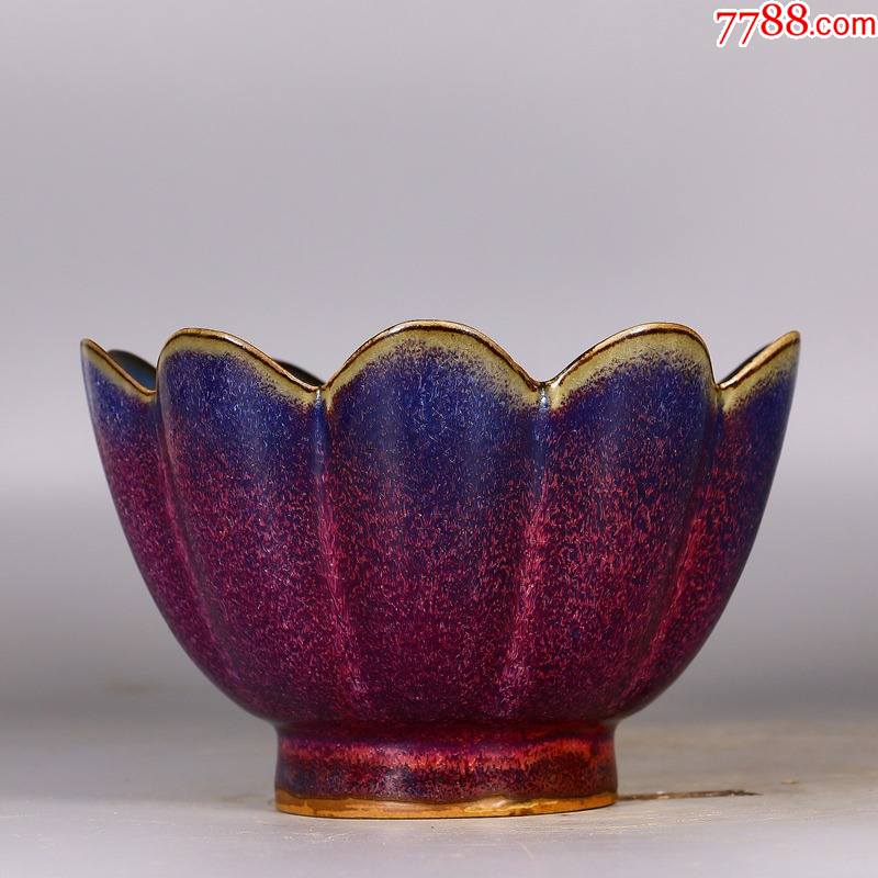 钧窑玫瑰紫釉莲花碗115182厘米工艺品