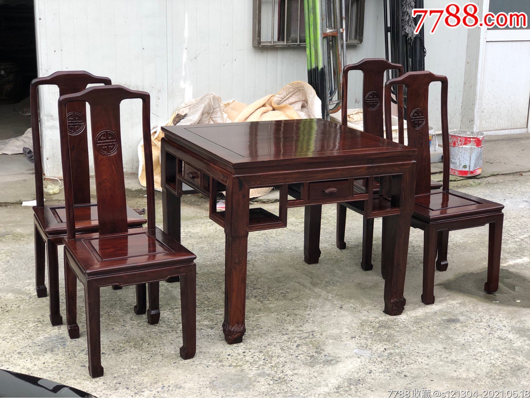 茶桌五件套大红酸枝木老家具红木家具-价格:25000元-se80257652-其他