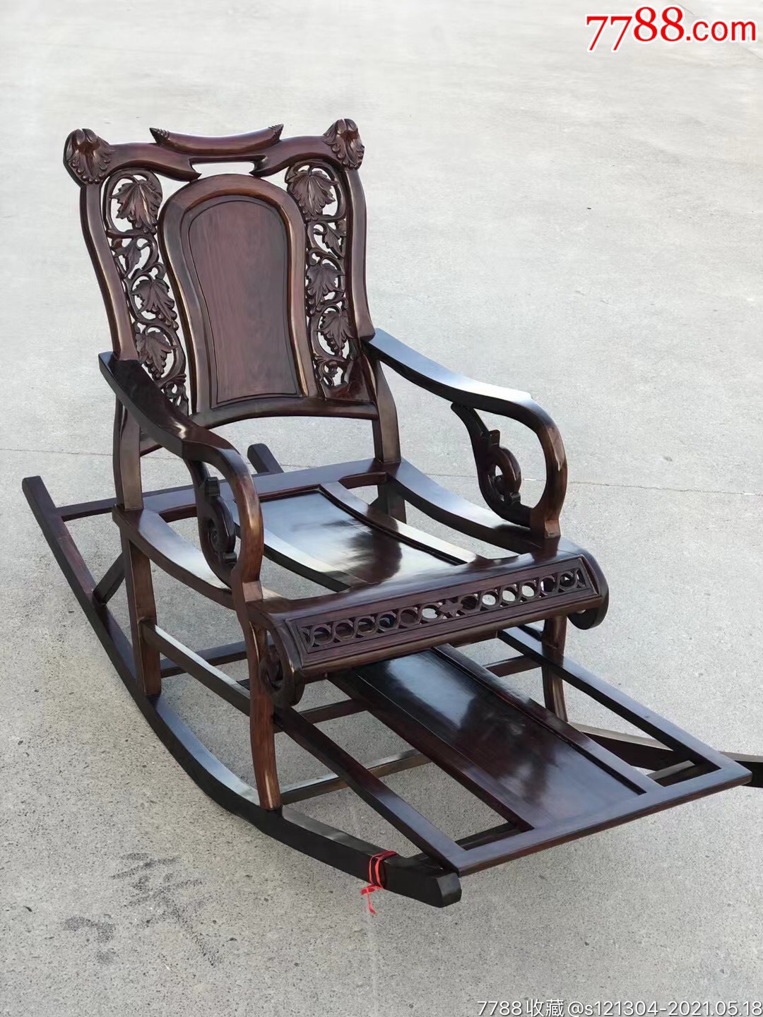 大红酸枝摇椅躺椅老家具红木家具