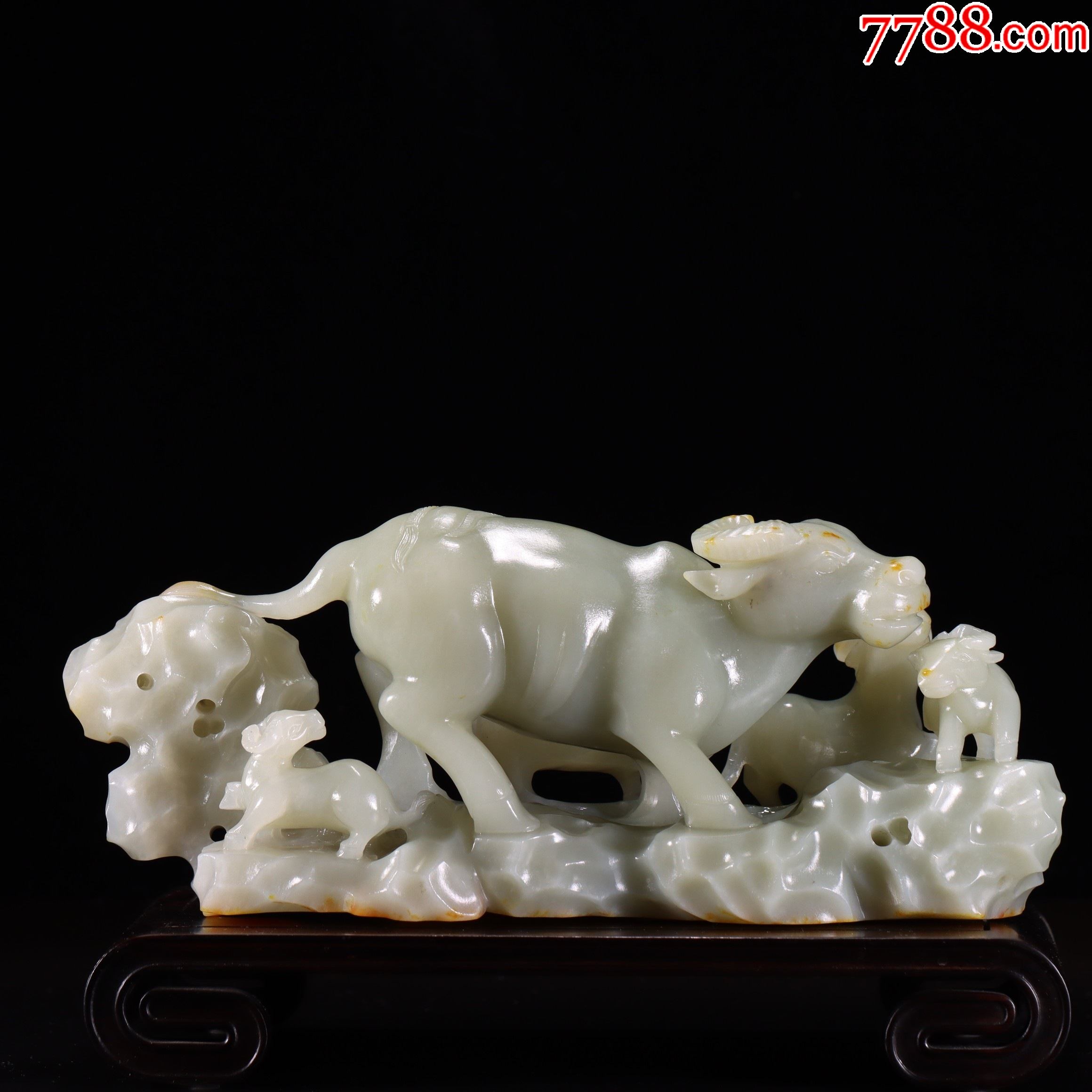 和田玉牛气冲天五牛摆件