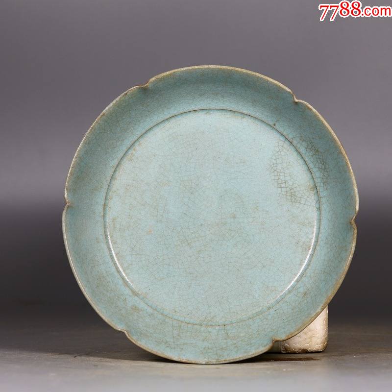 汝窑天青釉葵口洗4148厘米工艺品