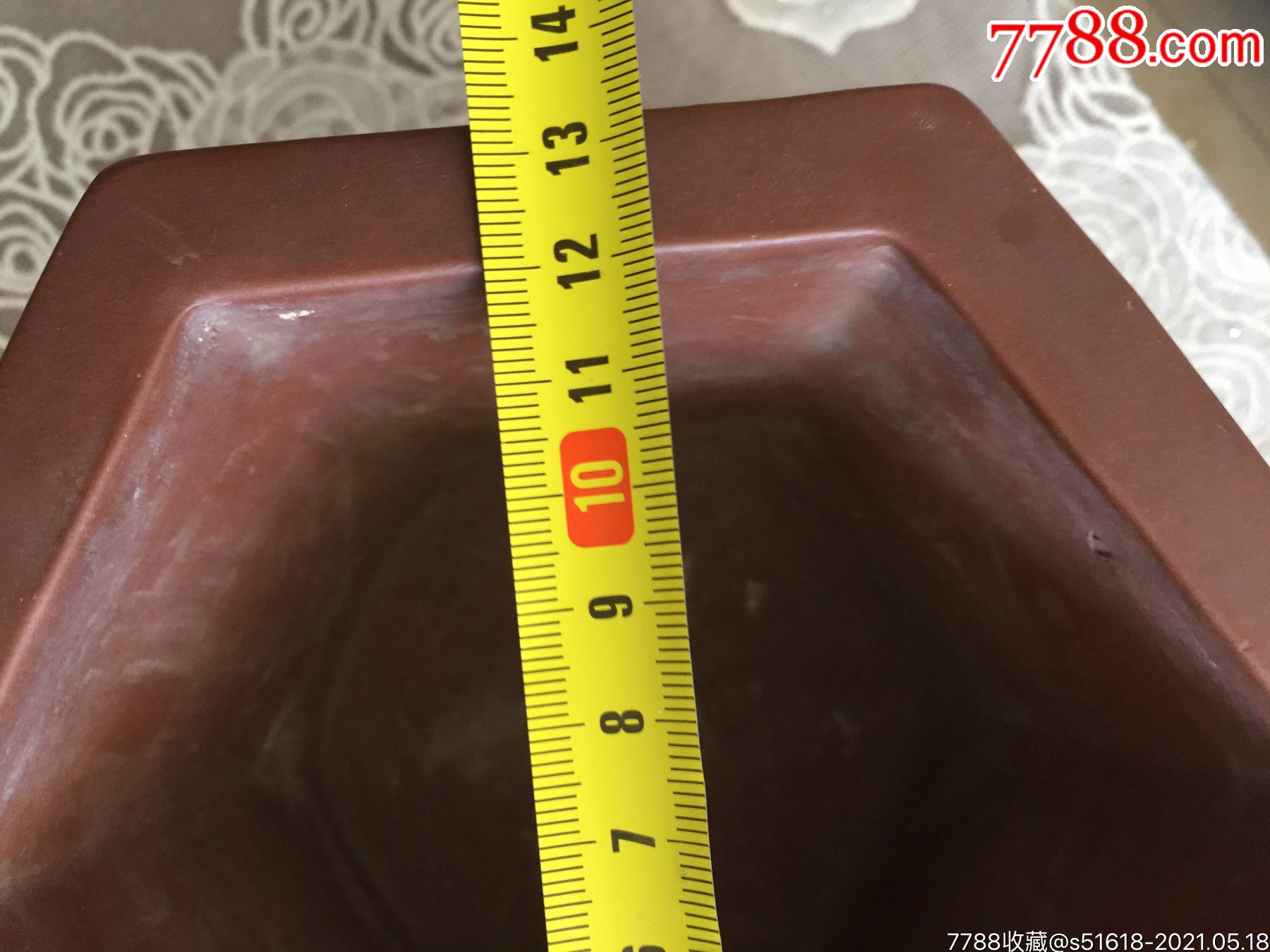 八十年代六棱紫砂小花盆