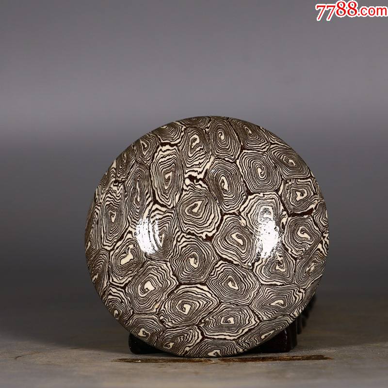 当阳谷窑绞胎釉粉盒,4*10厘米(工艺品)