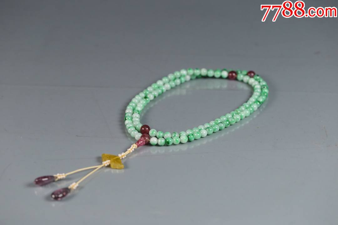 天然老翡翠108颗念珠