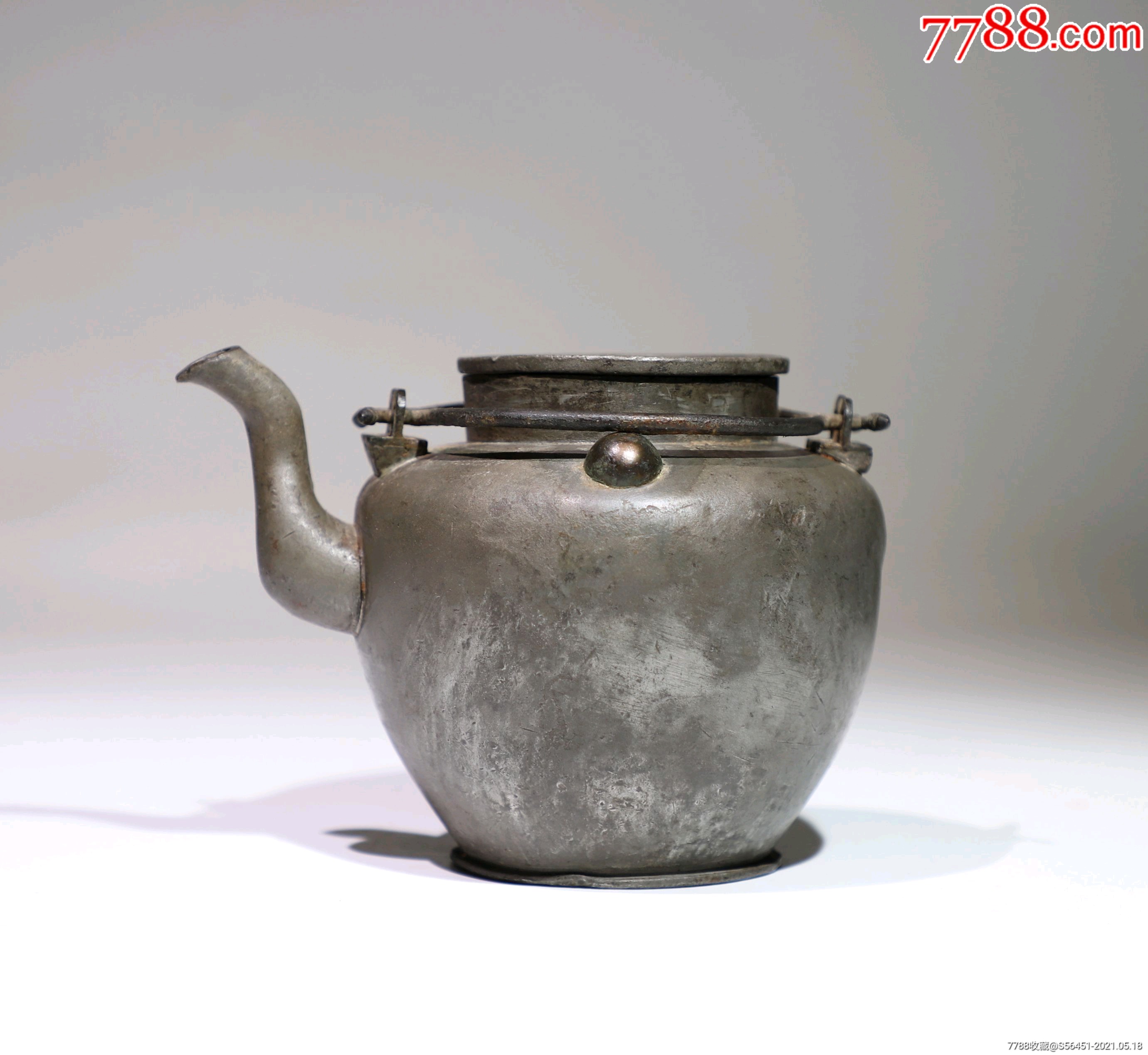 铜提梁老锡壶
