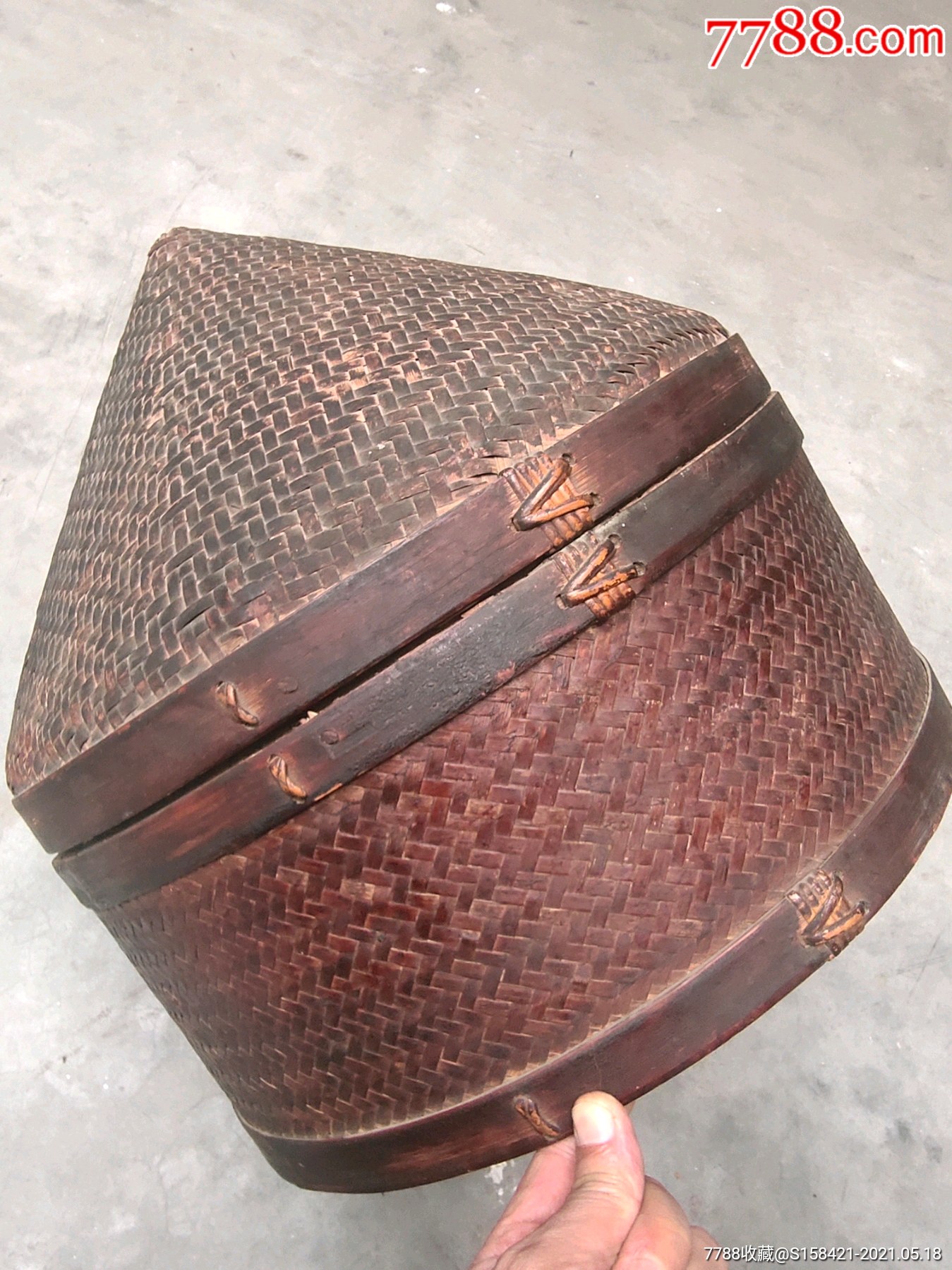 清代晚期竹编官帽盒老竹编竹编官帽盒