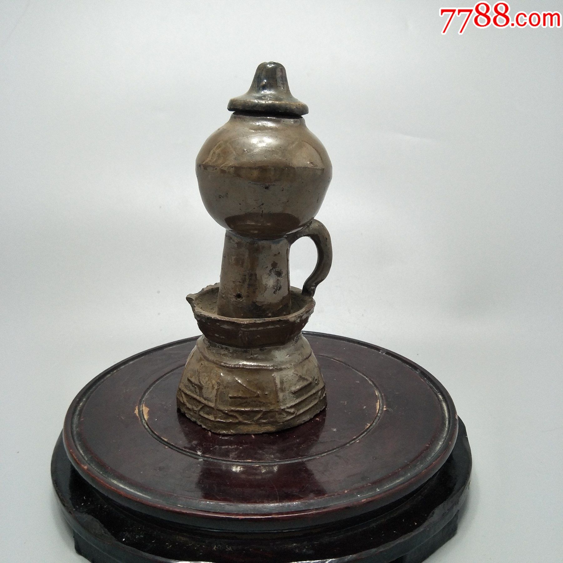 清代紫金釉老油灯.包老包快.品相如图不议价