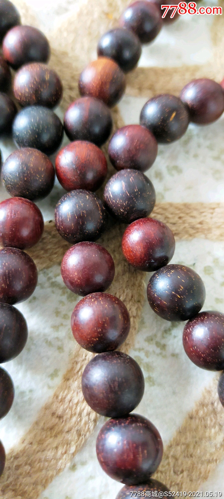 特别漂亮的108颗金星紫檀佛珠一串_其他木手串/佛珠_第5张_7788老玩具