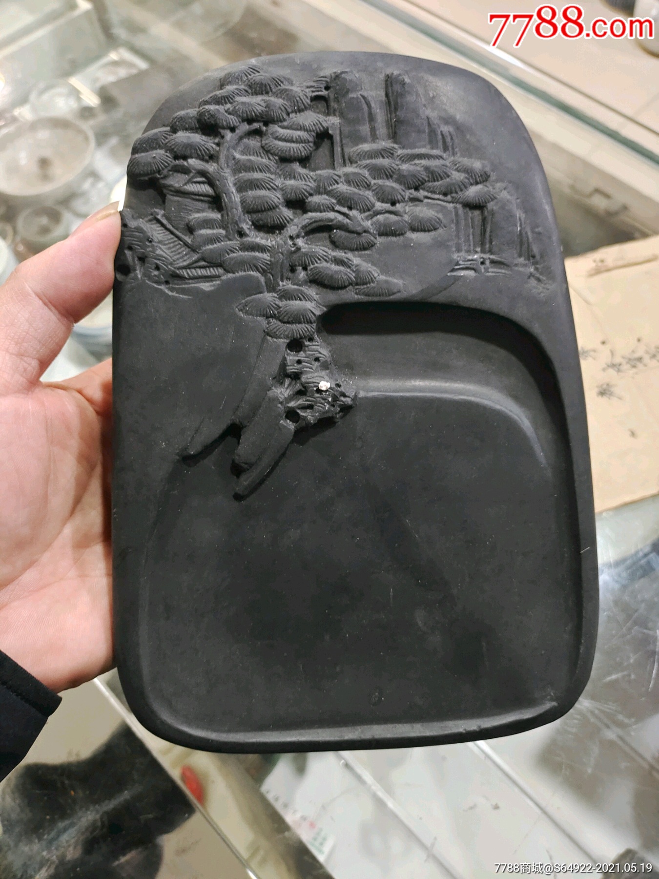 眉纹歙砚,雕工一流,材质一流[强