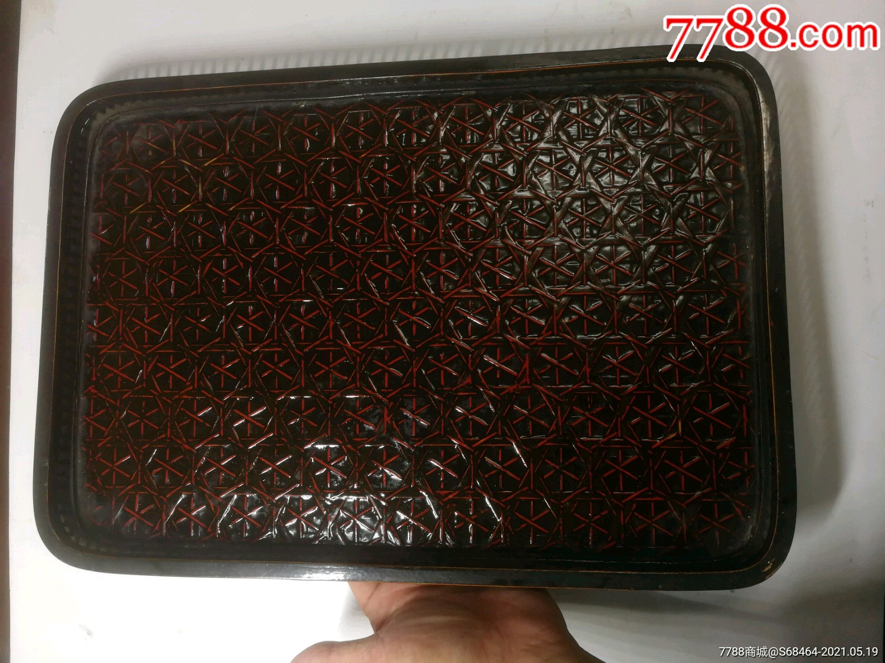 七八十年代长388厘米篾制漆器长方果盘一个全品油漆闪闪亮宽27厘米高3